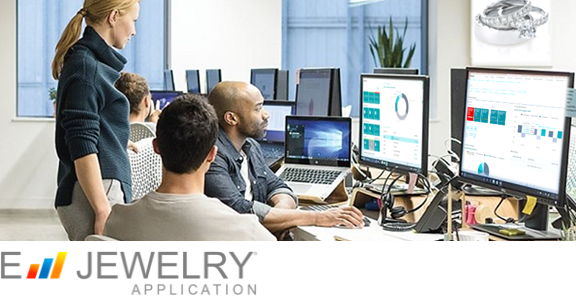Jewelry business team using cloud-based ERP software for operations and reporting